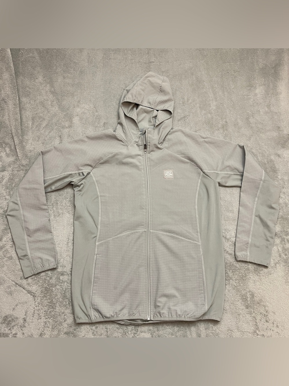 Ventures Endurance Hot Chocolate Run Jacket Women's L Gray Full Zip Waffle knit